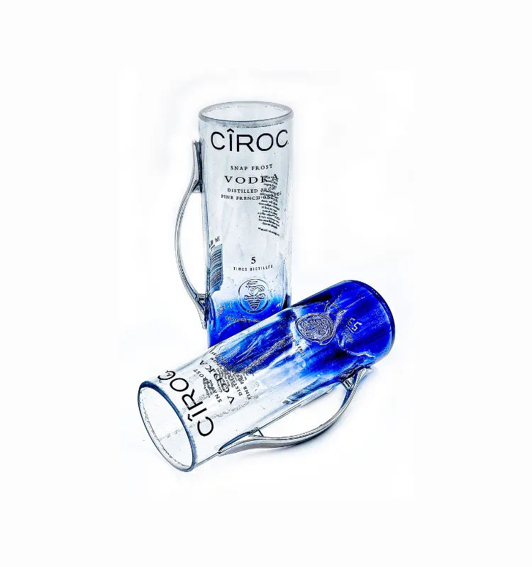 Krystal Kraft Ciroc upcycled glass bottle long mug – eco-friendly handmade glass art