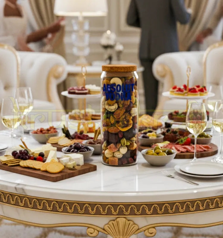 Elegant upcycled Absolut jar handcrafted from original bottle, showcasing sleek design and eco-friendly craftsmanship—perfect for stylish home decor.