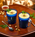 Handmade upcycled antiquity blue glass bottle mug for smoothies, milkshakes, juice, and stylish everyday use.