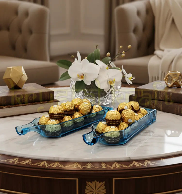 handcrafted upcycled blue label bottle platter set of 2 serving platter