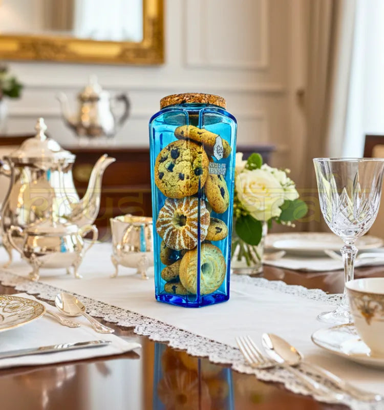 Upcycled Bombay Sapphire glass bottle jar with lid used for gifting and storage