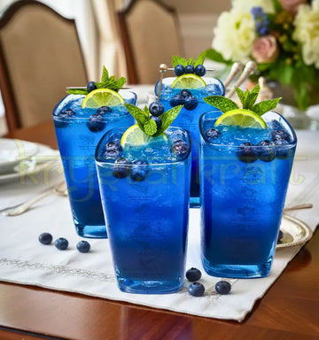 Upcycled Bombay Sapphire recycled bottle glasses set of four for home bar