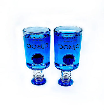 Upcycled Ciroc glass bottle art – handcrafted sustainable glassware for eco-friendly home décor and gifts
