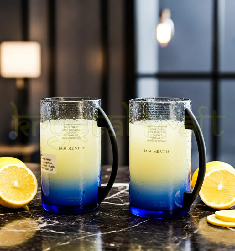 Handcrafted upcycled Ciroc vodka bottle mugs with metal handle, eco-friendly drinkware set of two.”