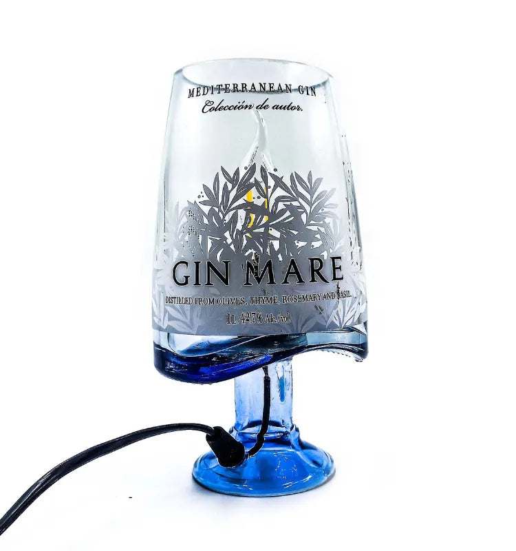 Upcycled glass bottle table lamp designed by Krystal Kraft – perfect sustainable lighting décor for homes and gifts.