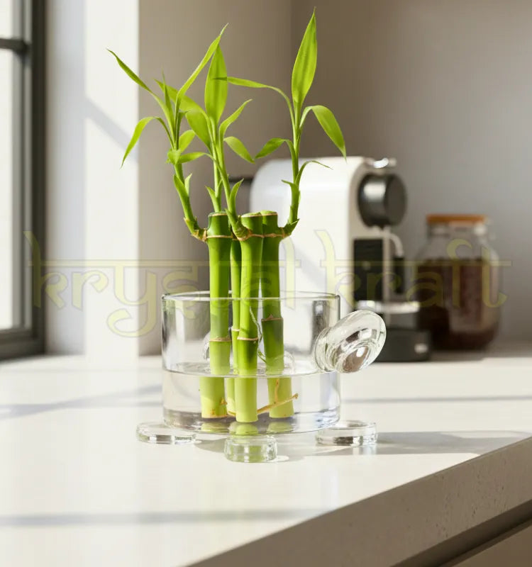 Handcrafted upcycled glass bottle turtle planter by Krystal Kraft placed on a wooden shelf as unique home décor