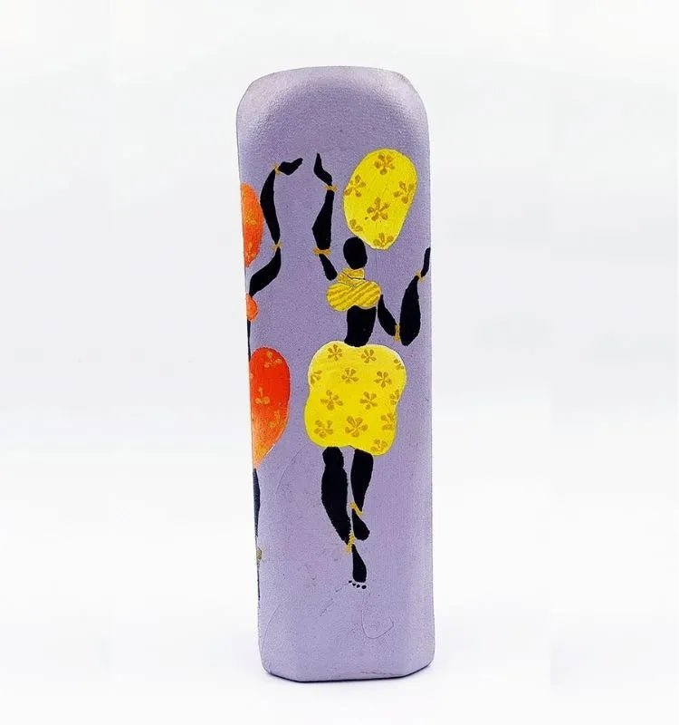 Recycled glass bottle art featuring a vivid hand-painted African Lady design — a sustainable handmade gift and elegant decorative vase for creative spaces.