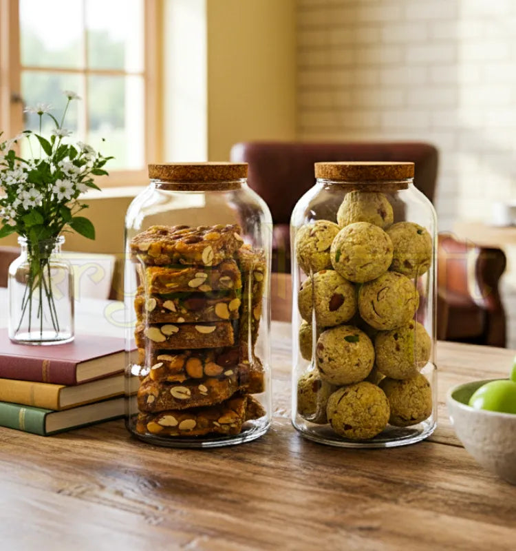 Set of two handcrafted upcycled Glenlivet whisky jars made from original 2L bottles, featuring smooth polished glass and preserved branding for elegant home decor.