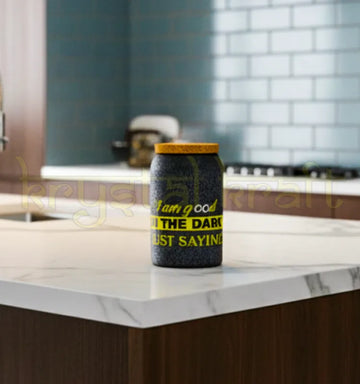 A handcrafted upcycled Jaisalmer bottle jar with a polished finish and customizable quote, perfect for sustainable home décor or stylish storage.