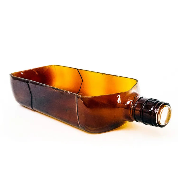 Gift-ready upcycled brown bottle planter by Krystal Kraft