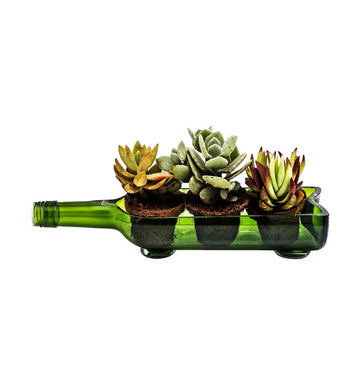 Eco-friendly upcycled wine bottle planter for home and office by Krystal Kraft