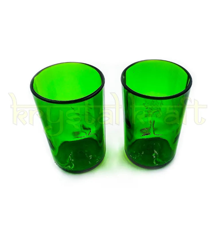 Handmade upcycled Tanqueray green bottle glasses set of 2 by Krystal Kraft