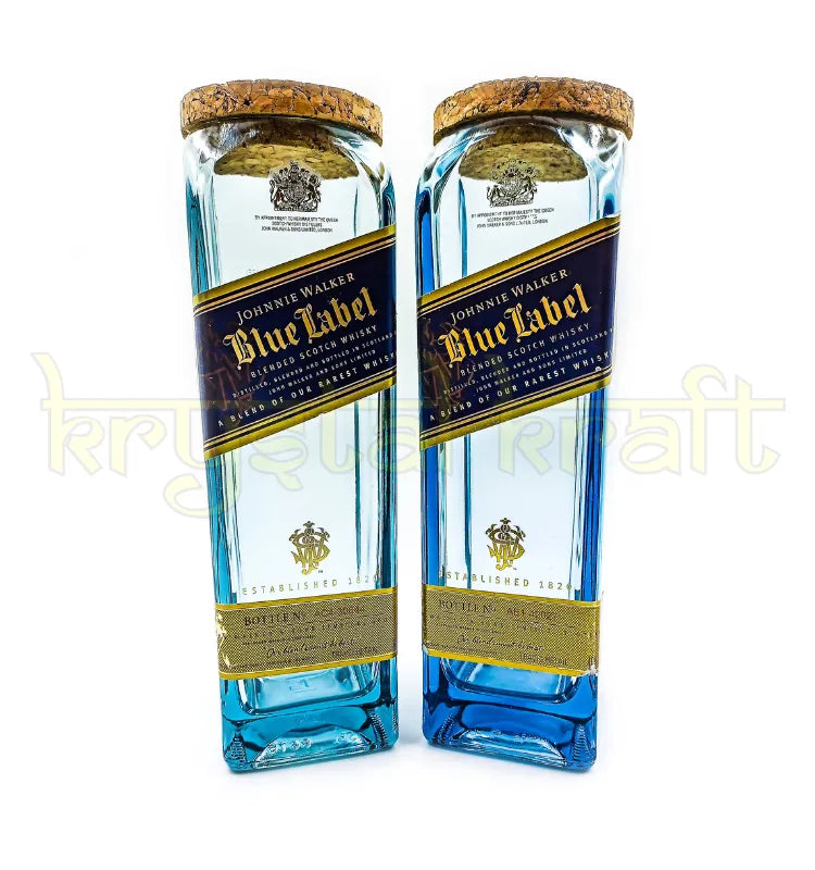 Whiskey jar set made from recycled glass bottles for storage and gifting.