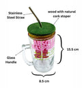 Close-up of leak-friendly sipper lid on eco-friendly upcycled Absolut glass mug