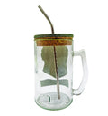 Sipper lid detail on sustainable 600ml Chivas Regal upcycled glass mug