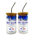 Grey Goose upcycled sipper gift set of 2 with straws, handcrafted eco-friendly drinkware