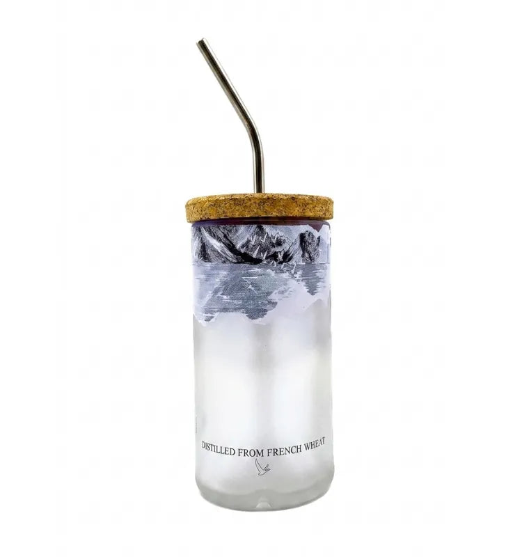 Hand holding recycled Grey Goose glass sipper showing 450ml capacity