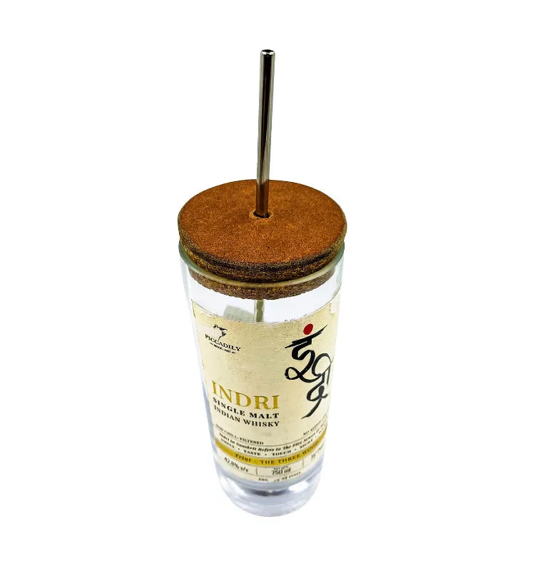 Hand-cut smooth rim of upcycled 750ml Indri bottle turned into a 600ml sipper