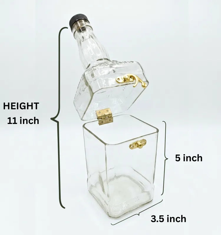 Upcycled Jack Daniel's whiskey bottle canister with dry fruits, handcrafted rustic glass jar by Krystal Kraft