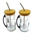 Handcrafted metal handle detail on recycled Ciroc glass mug