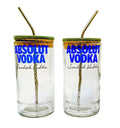 Eco friendly recycled glass sipper filled with whisky on home bar