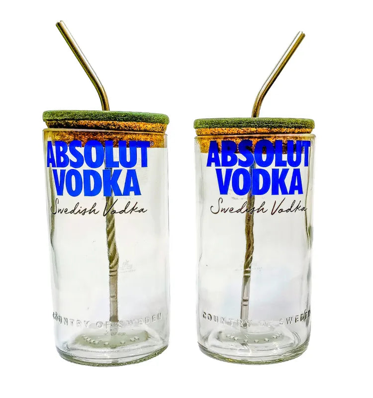 Eco friendly recycled glass sipper filled with whisky on home bar