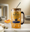 Eco-friendly Royal Ranthambore upcycled bottle mug with sipper lid, handcrafted from a recycled whisky bottle