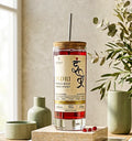 Upcycled Indri glass sipper with stainless steel straw, 600ml eco-friendly bottle by Krystal Kraft