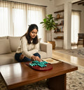 Premium wooden Brainvita board game with 32 colourful glass marbles